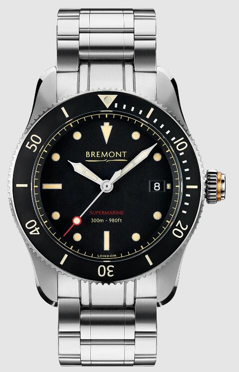Bremont Supermarine S301 Black Dial steel strap replica Watch